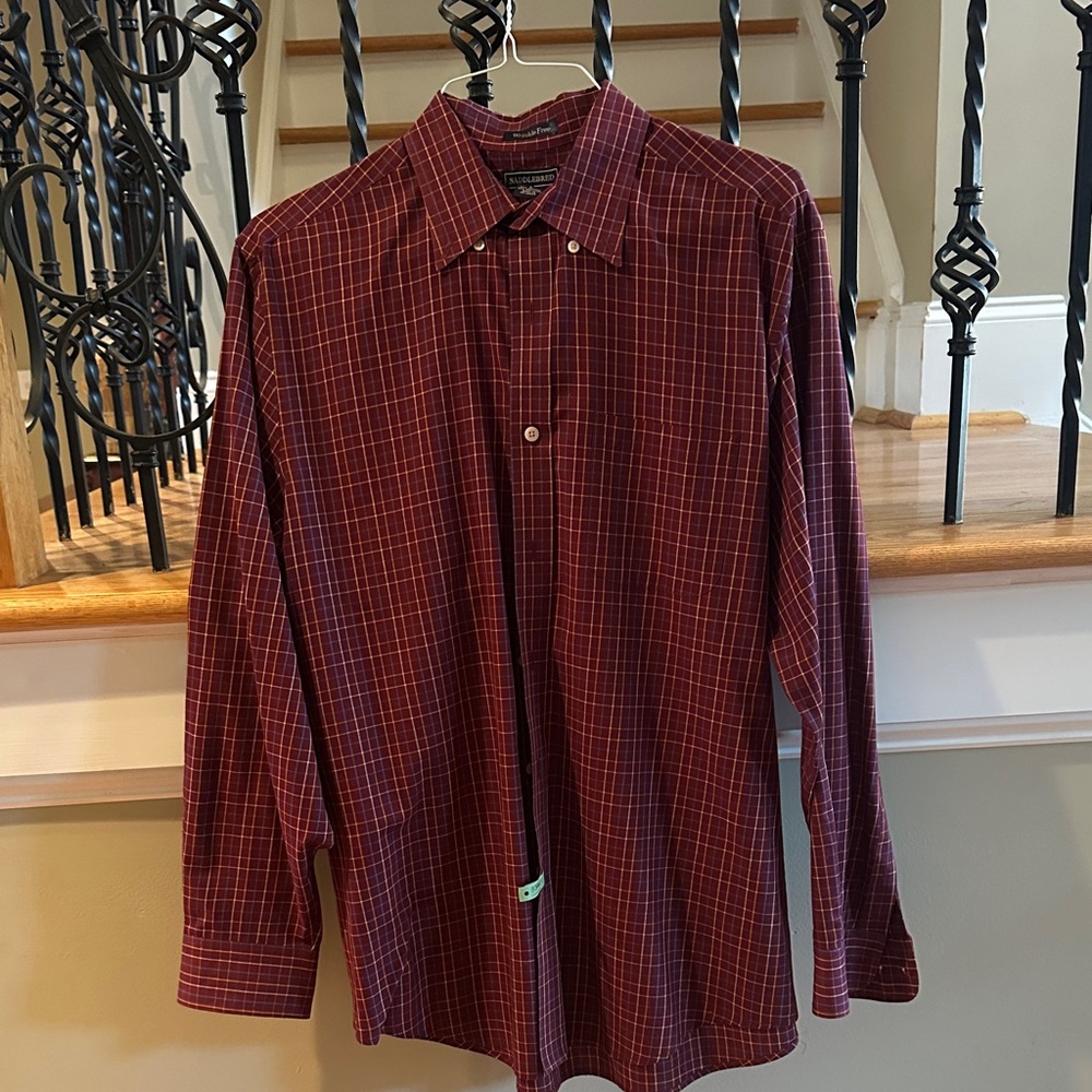 Saddlebred Men's Red Plaid Button Down Shirt